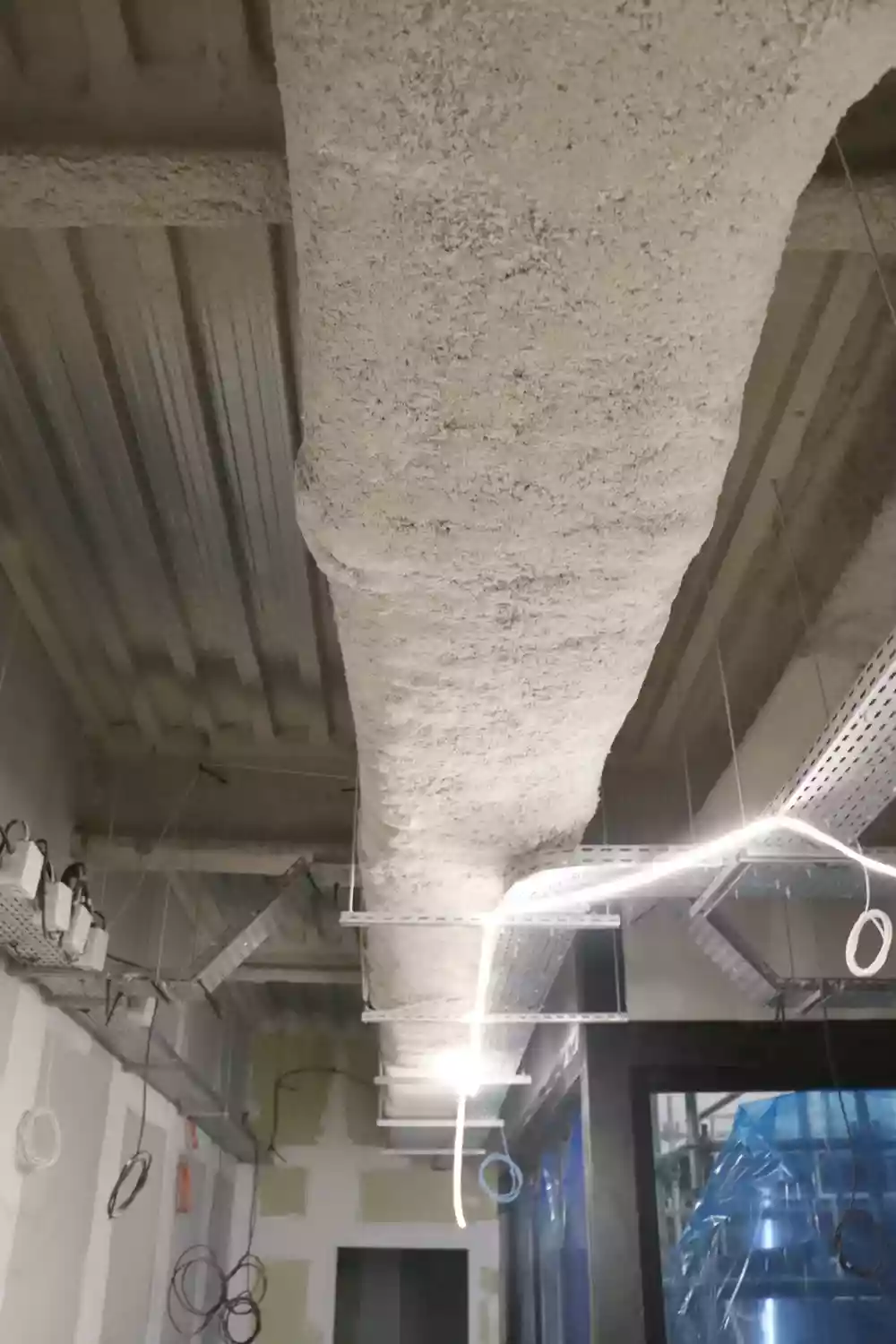 Flocage coupe-feu sur gaine — chantier Castor